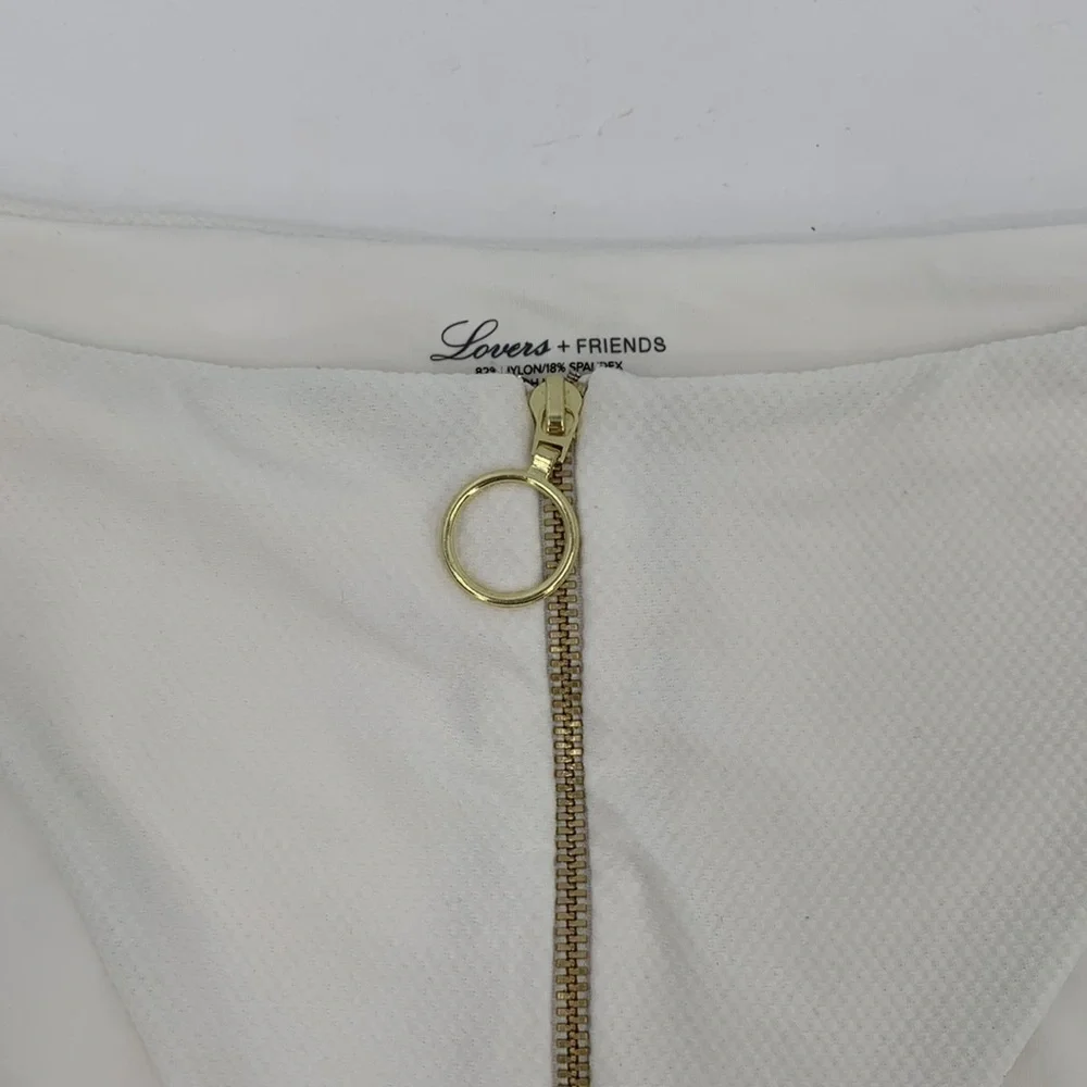 Lovers and Friends Chelsey High Waist swim bikini Bottom gold zipper white M - Picture 3 of 6